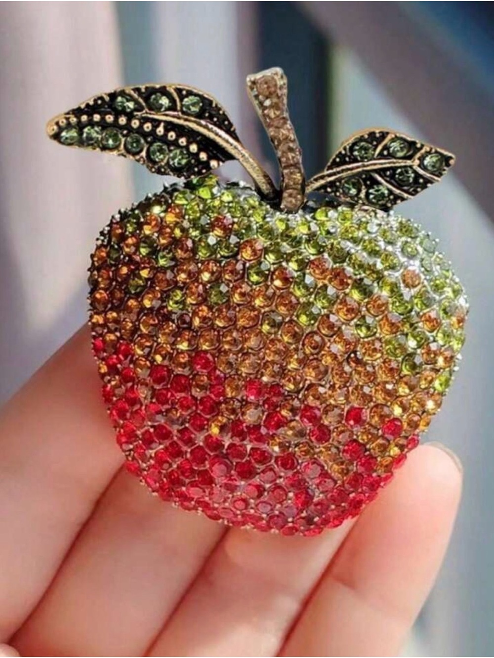 Multicolor Crystal Apple Brooch - Women Jewelry